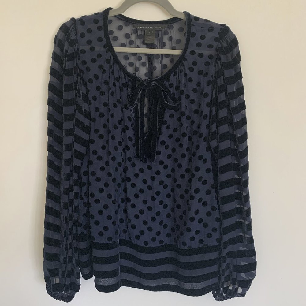 Marc by Marc Jacobs Burnout Velvet Blouse - Size S